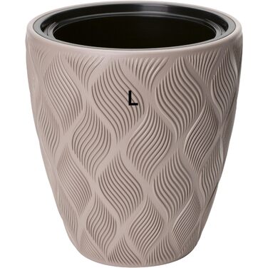 Кашпо для квітів MELTOM з винімним вкладишем, кругле, 3D ефект, декоративне (Taupe, L)