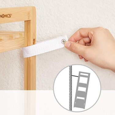 SONGMICS Regal Bambus, 5 поличок, 31.5 x 45 x 142 см, для ванної, кухні, вітальні, спальні, балкону, натуральний колір + білий