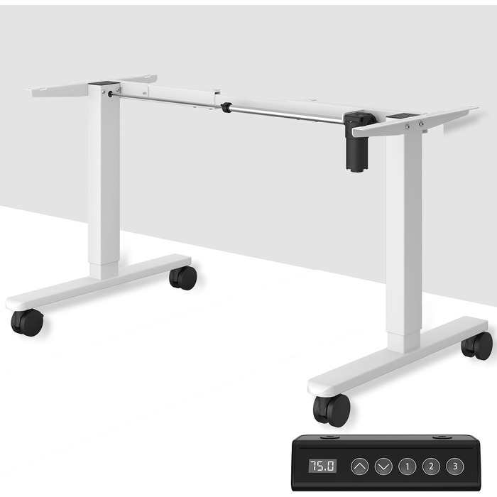 Стіл JUMMICO з регулюванням висоти: міцний каркас, 3 пам'яті, для сидіння та стояння (білий), 100 x 160 см