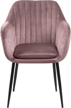 AC Design Furniture Стілець для їдальні Wendy, рожевий/чорний, велюр/метал, 57x61x83 см