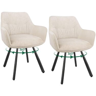 Набір обідніх крісел 6 шт. поворотні, з підлокітниками, 360°, сучасний м'який стілець з велюру, для вітальні, кухні, спальні, робочого кабінету (2 поворотні, хакі)