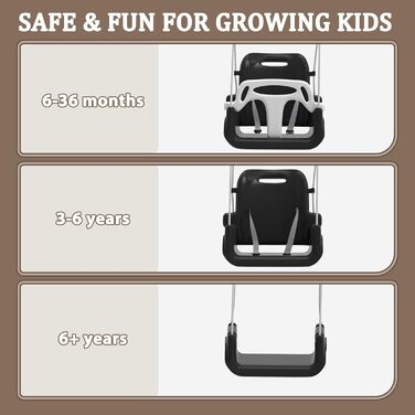 Дитяча гойдалка для саду з м'яким сидінням, чорна. Складана гойдалка з металевим каркасом для дому та вулиці. Легка у збиранні та зберіганні.