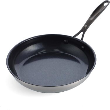 Керамічна чорна нержавіюча сталь, здорове керамічне антипригарне покриття, без PFAS, можна мити в посудомийній машині, духовці, індукційно, чорний (24 см, сковорода)