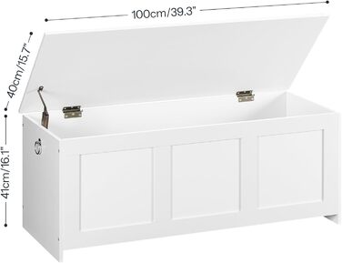 HOOBRO Лавка з ящиком для іграшок, 100 см, білий та натуральний колір дерева, з безпечним шарніром, для дому