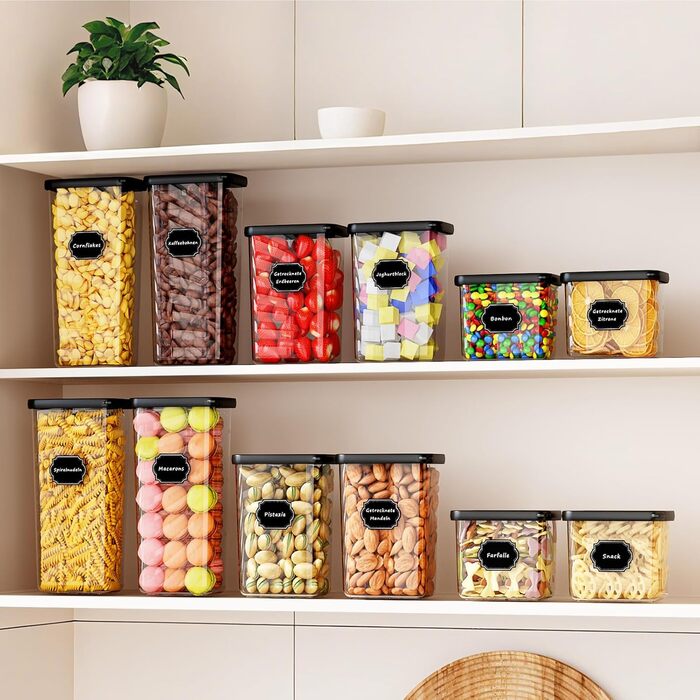 Герметичні контейнери для зберігання продуктів з кришкою, набір 6 шт (1.8л, чорний)