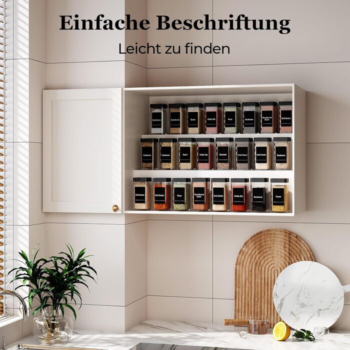 Набір кутових банок для спецій з кришкою, 32 шт по 120 мл, чорний, з дозатором та 120 етикетами