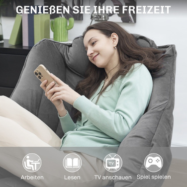 Сучасний акцентний крісло, м'яке крісло зі сталевими ніжками та бічними кишенями, для вітальні, спальні, сірого кольору