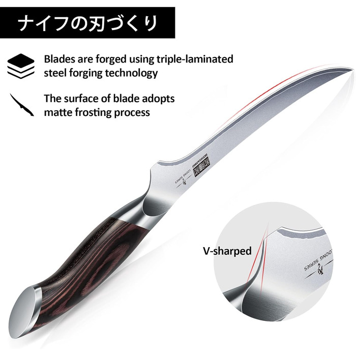 Набір кухонних ножів HOSHANHO 7 предметів: професійний японський набір з нержавіючої сталі з високим вмістом вуглецю, гострі ножі з ергономічними ручками з паккавуда (9-дюймовий ніж для філе)