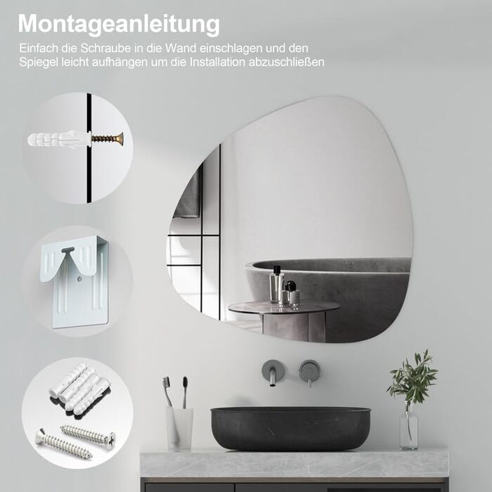 Дзеркало для ванної кімнати Spiegel Schwarz 40x60 см з металевим каркасом | Прямокутне настінне дзеркало для ванної, вітальні, спальні, гостьової кімнати