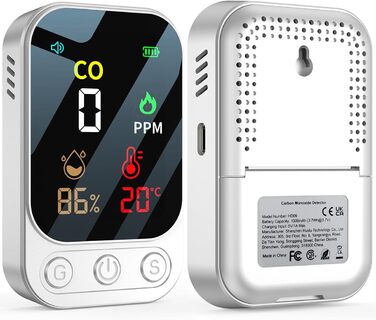 Детектор CO YEREADW 3-в-1: портативний детектор вуглекислого газу з індикатором температури та вологості, для дому, кемпінгу, 1 шт.