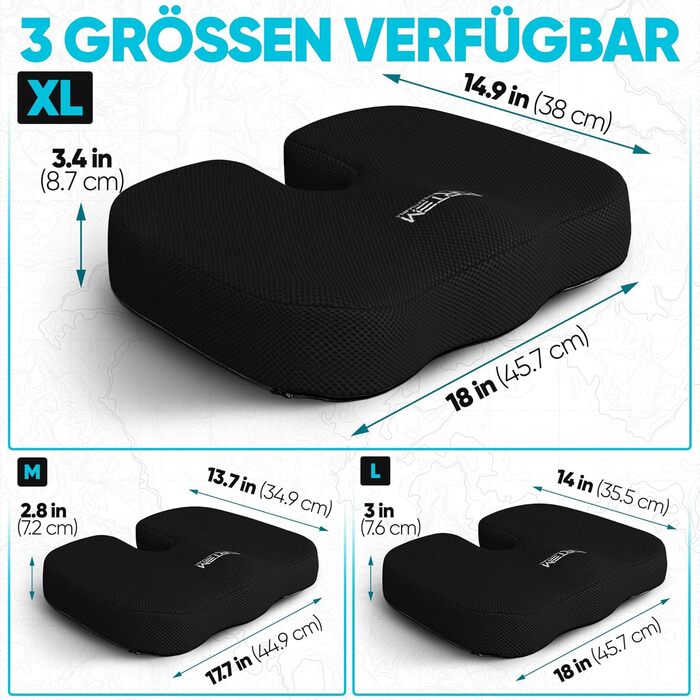 FORTEM Подушка для сидіння на офісне крісло, комп'ютерне крісло, автомобільне крісло. З Memory Foam, нековзна, велика (червона сітчаста тканина, extra large)