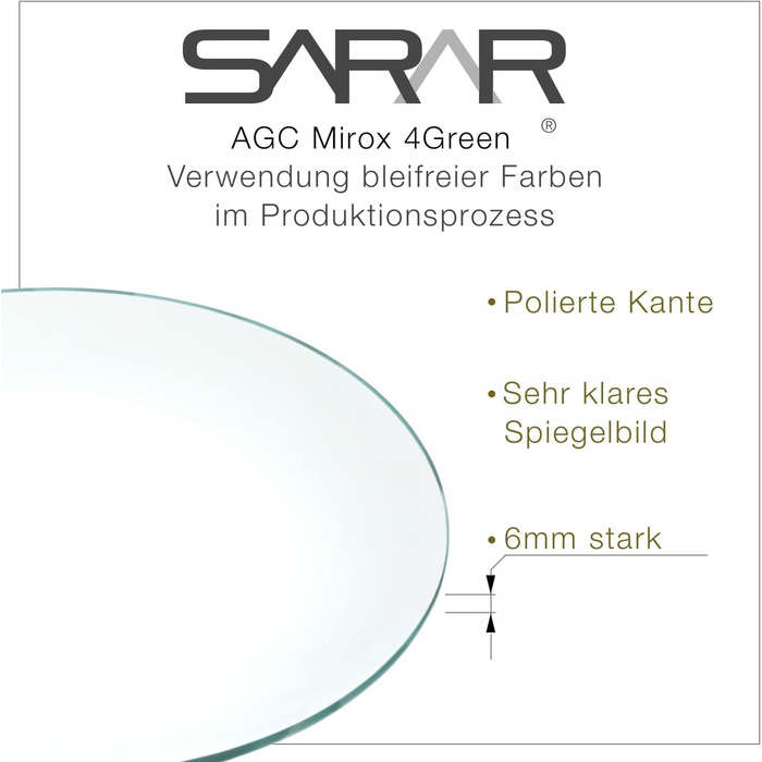 SARAR Круглий дзеркало для ванної кімнати з LED-підсвічуванням 120 см, Made in Germany, дизайн MAR113