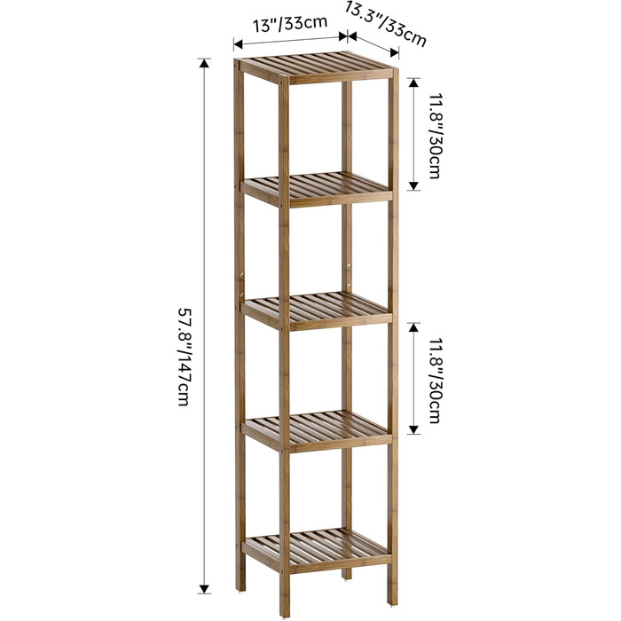 SMIBUY Поличка для ванної кімнати, 5 рівнів, бамбукова поличка, органайзер, багатофункціональна поличка для вітальні, спальні, кухні. 5 полиць (5 полиць, горіх)