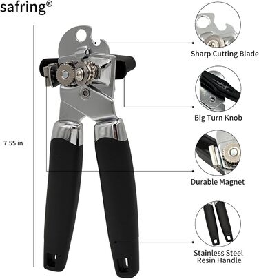 Механічний дозатор для банок з нержавіючої сталі Heavy Duty, гостре лезо, гладка кромка, зручна ручка, багатофункціональний відкривачка для пляшок Large