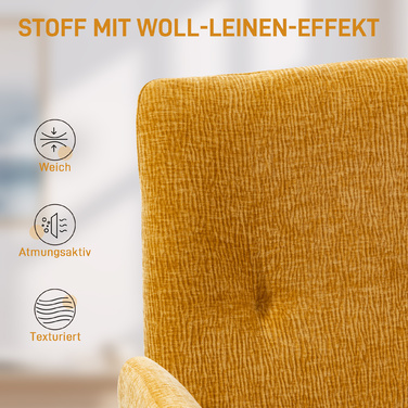 Крісло-шезлонг, акцентне крісло, сучасний дизайн, поворотне, до 120 кг, жовте