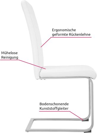 Крісло-гойдалка Tectake Cantilever, Стільці для їдальні/кухні, Штучна шкіра, Набір з 8 шт. , Білий