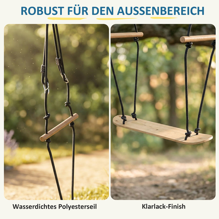 Скейтборд-гойдалка дитяча з регульованою висотою, нековзним покриттям, всепогодним тросом та ручками, чорний