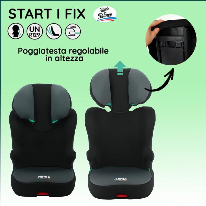 Автокрісло-бустер Isofix START I FIX 106-140 см R129 i-Size - Для дітей від 5 до 10 років - Регульований по висоті підголівник - Відкидна основа (Lion King)