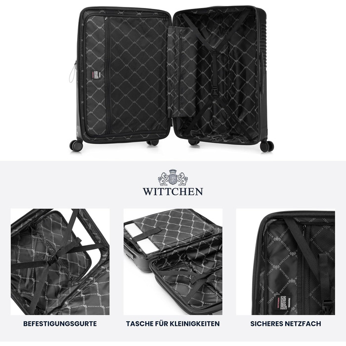 Набір валіз WITTCHEN AXIS 3 шт. | Чорний | ABS+Нейлон | Ручна поклажа M L | TSA замок, телескопічна ручка, 360° колеса