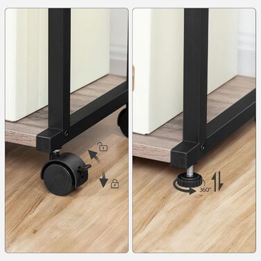 HOOBRO Стіл для принтера з 3 ящиками, регульована висота, на колесах, 42 x 28 x 64 см, для офісу, сканера, копіювального апарату, принтера