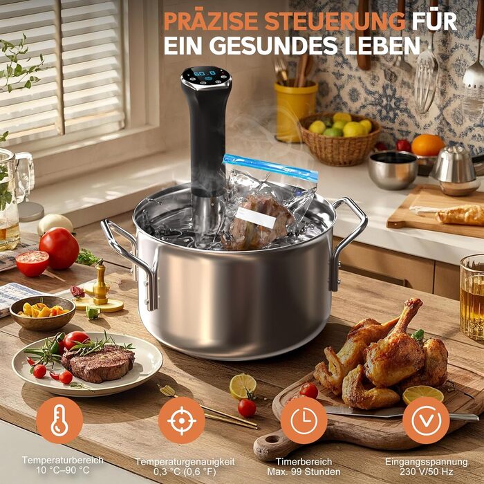 Су-від кухонний прилад Karinear | Су-від стік | APP-керування, Wi-Fi 2.4G | 1400W | 10-90°C, 1-99 хв. | 360° циркуляція