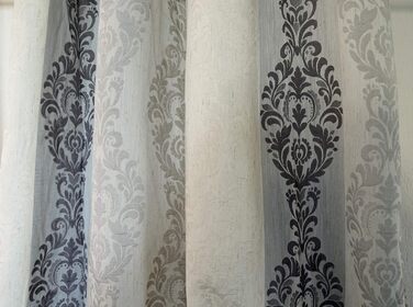 Штора з люверсами в стилі бароко 245х140 см, непрозора, натуральне срібло, лляна штора