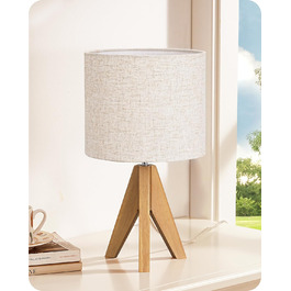 LED настільна лампа EDISHINE з ручним плетінням абажуру та дерев'яним штативом, 2700K тепле світло, бохо стиль для спальні, вітальні та готелю, з лампою E27 4W (сучасний дизайн)