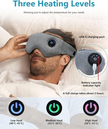 Тепла очна маска PJYU для лікування блефариту та сухості очей, USB-зарядка, миється