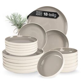 Набір посуду Moritz & Moritz Cavo Stone 18 предметів для 6 осіб - Сучасний сервіз з каменю, комплект тарілок та мисок, кавовий сервіз