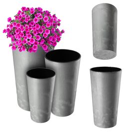 Набір горщиків KADAX (3 шт) з дерев'яною стружкою, сірий бетон, 19.25/30 см