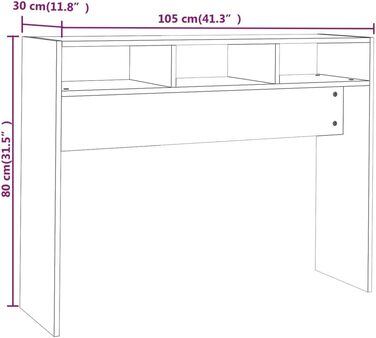 Консольний столик FENLAX 105x30x80 см з відсіками для зберігання, глянцевий білий колір, матеріал на основі дерева