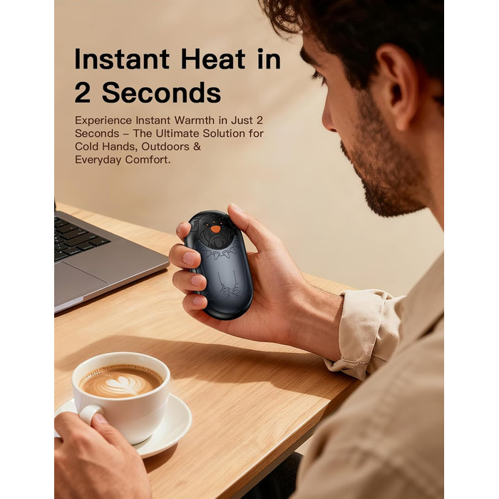 Електричний гріє для рук 2 шт. | Перезарядний кишеньковий гріє з 3 режимами нагріву, 6000mAh | Для жінок, чоловіків, кемпінгу, полювання, гольфу (Сірий)
