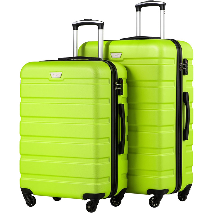 Комплект жорстких чохлів COOLIFE Premium з замком TSA, 4 колеса (2 шт. и ML, Apple Green)