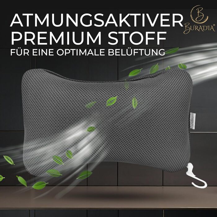 Подушка для ванни з сіткою для прання - Максимальний комфорт та розслаблення з новітньою технологією Air Mesh - Подушка для ванни з 4 міцними присосками - Підтримка шиї/голови (Сірий)