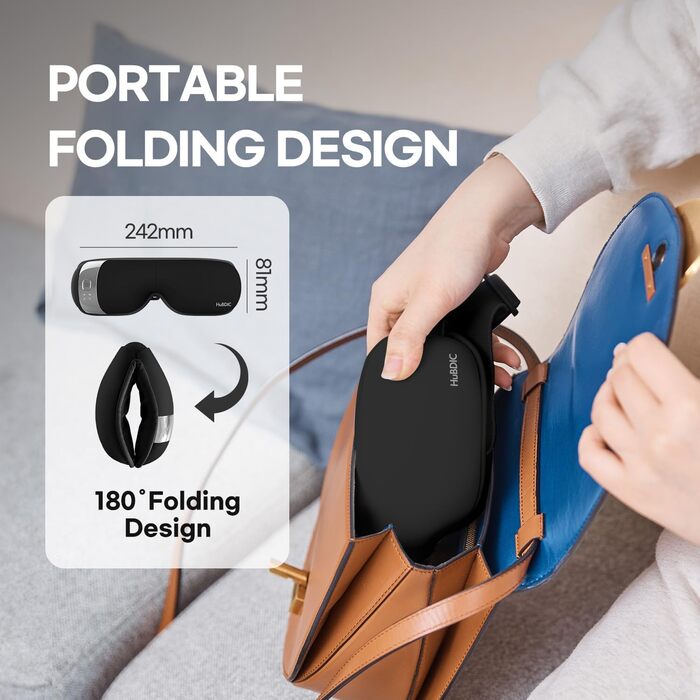 Масажер для очей HubiCare з підігрівом та вібрацією – для зняття втоми, мігрені та зменшення набряків під очима