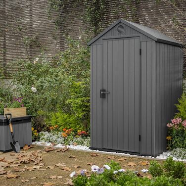 Сарай садовий Keter Darwin 4x4 м², сірий - пластиковий, з вентиляцією та дверима для інструментів 25x184x205 см