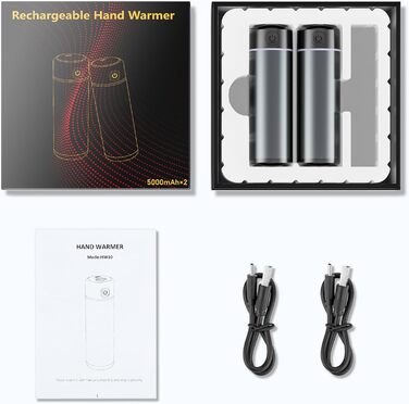 Електричний грієчка для рук EXTSUD 10000mAh: портативний зарядний пристрій, Powerbank, подарунок на зиму для чоловіків та жінок сірого кольору
