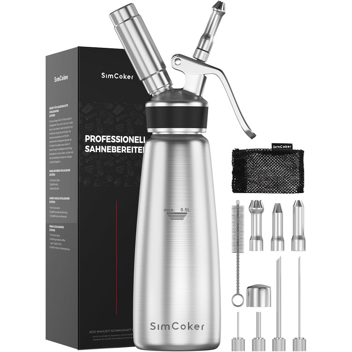 Пристрій для збивання вершків, 500 мл, з набором насадок та щіткою (нержавіюча сталь)