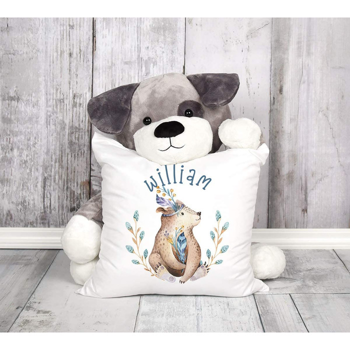 Персоналізована подушка для пологів в стилі бохо, подушка для новонароджених хлопчиків і дівчаток, іменна подушка в подарунок при народженні дитини, наволочка Unisize білого кольору без набивання ( (1 упаковка), ведмідь 1 Білий)