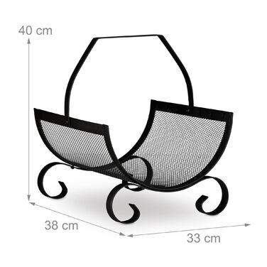 Кошик для дров Relaxdays, чорний