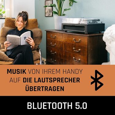 Програвач вінілу Lenco LS-430 з Bluetooth, вбудованими динаміками 40 Вт, пасиковим приводом, регулюванням швидкості, фонокоректором, RCA і AUX, чорний