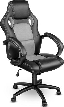 Офісне крісло TRESKO Racing Executive Chair, 14 кольорів, м'які підлокітники, коромисловий механізм, підйомник SGS (сріблястий)