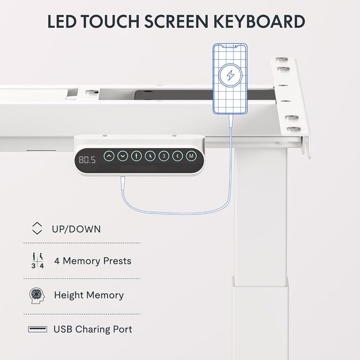 Стол робочий електричний регульований по висоті FLEXISPOT E6, 160 кг, USB, LED дисплей, телескопічна база