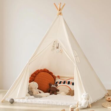 Дитяче намет Wilwolfer Tipi: намет-типі, ігровий будиночок для дітей, сумка для зберігання, полотняний намет для гри в приміщенні та на вулиці
