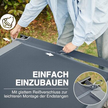 Розкладне ліжко для кемпінгу EVER ADVANCED XXL (214x106 см), посилене кемпінг-ліжко до 300 кг, сіре