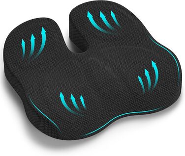 Ортопедична подушка для сидіння, ергономічна подушка для офісного крісла, подушка для куприка, комфортна подушка для стільця, зняття стресу, подушка для стільця, сидіння для автомобіля та офісу - чорна