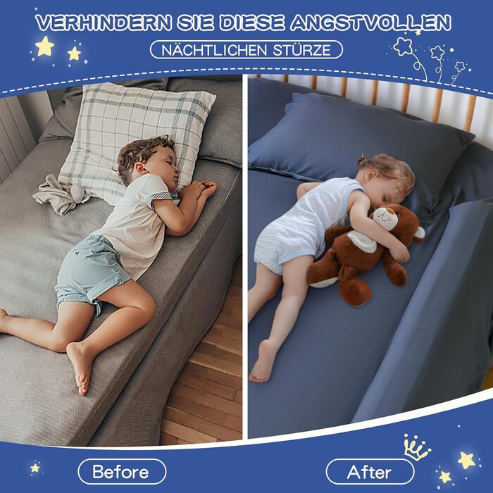 Бортик для ліжка дитячий захисний 2 шт сірий, захист від випадання для немовлят та дорослих, знімний чохол, антиковзкий