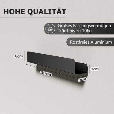 Поличка для душу Rekita без свердління, органайзер для ванної кімнати 40 см, поличка з нержавіючої сталі з 4 знімними гачками, тримач для шампуню для душу, навісна полиця, полиця для ванної кімнати (Чорний-50см)