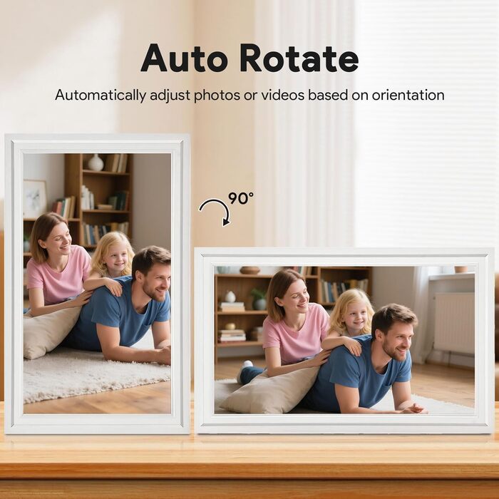 Цифрова фоторамка Frameo 15.6 дюймів з Wi-Fi, 32ГБ пам'яті, HD IPS сенсорний екран 1920x1080, автоматичний поворот та підтримка додатка Frameo