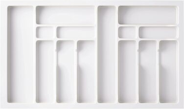 Вставка для столових приладів sossai Divio для висувних ящиків 45 см / ширина 38 см x Глибина 43 см обрізна з 5 відділеннями / Колір Білий / Система розташування ящиків для столових приладів (83 x 49 см-14 відділень)